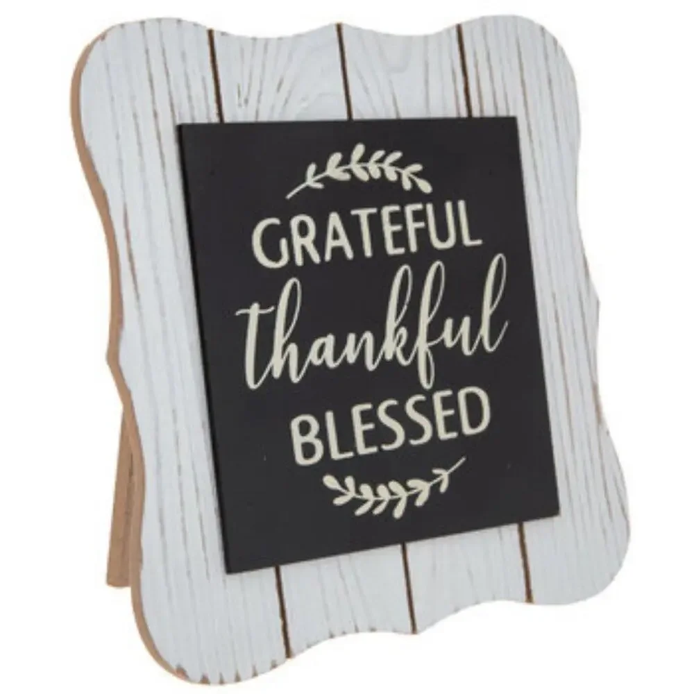 NWT Grateful Thankful Blessed Wood Decor Easel